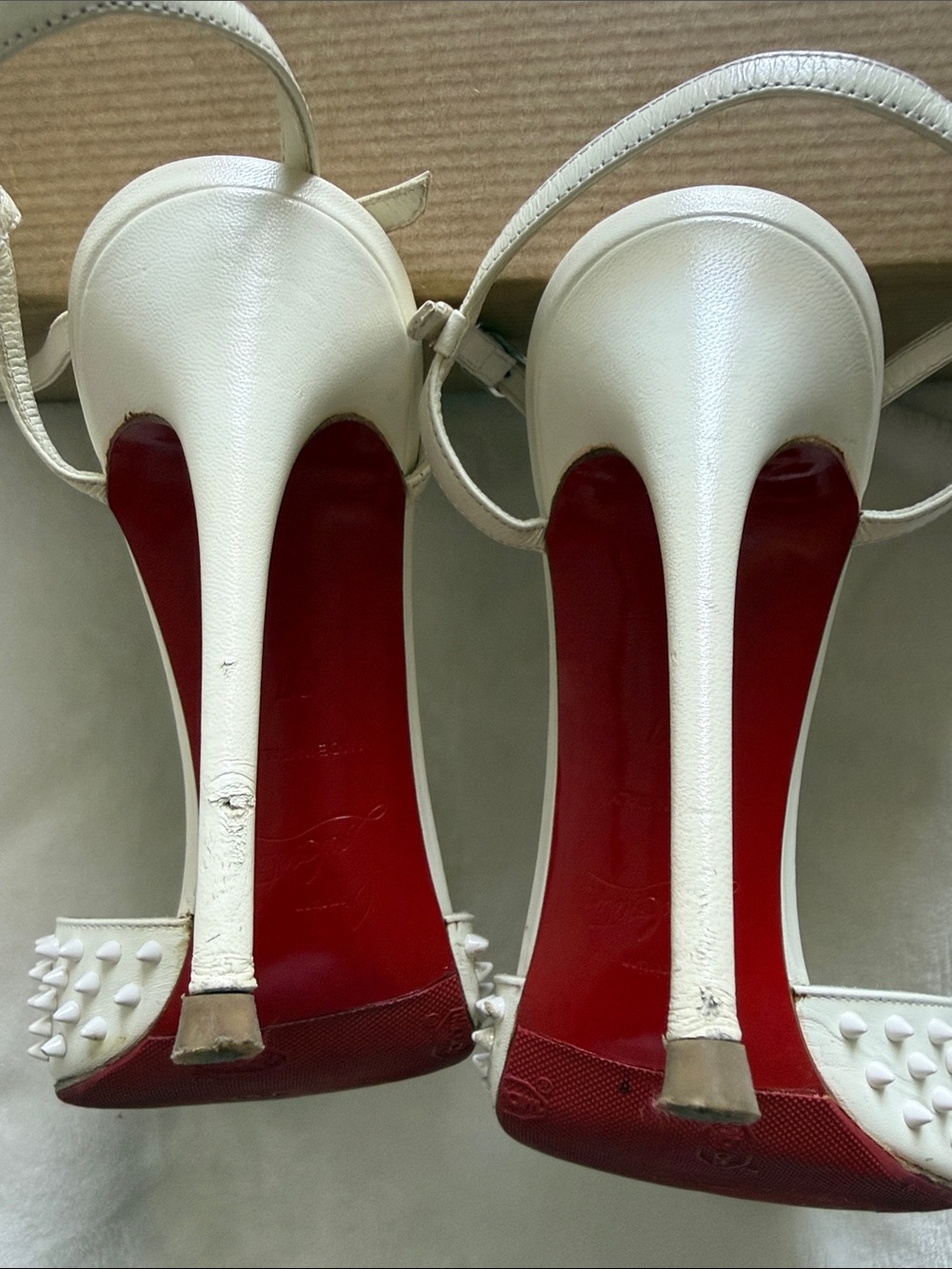 Christian Louboutin Baila Spike 100 Kid Neige size 7 designer stiletto heels - Picture 15 of 16